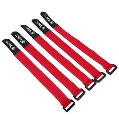 Image of Bicycle Straps, 5 Pcs/Set Road Bike Pump Strap Band Reusable Multi Purpose Adjustable Hook and Loop Cable Ties Downs Fastening Securing Straps(Red)