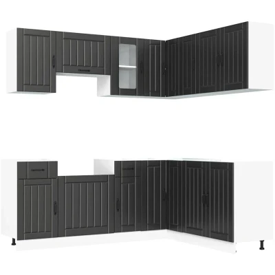 Image of Vidaxl 11 Piece Kitchen Cabinet Set Lucca Black Engineered Wood