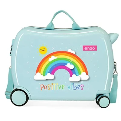 Image of Enso Arcoiris Positive Vives Blue Kids Rolling Suitcase 50 x 39 20 cm Rigid ABS Combination Lock 38 Litre 2.1 kg 4 Wheels Hand Luggage