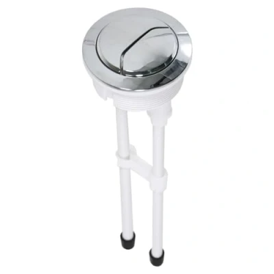 Image of SPARES2GO Toilet Dual Flush Button 58mm WC Cistern Chrome Plated 215mm Double Push Rod Kit