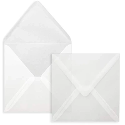 Image of FarbenFroh by GUSTAV NEUSER Transparent envelopes 50 pieces square 15 x cm strong quality 92 grams/m² wet glue without window