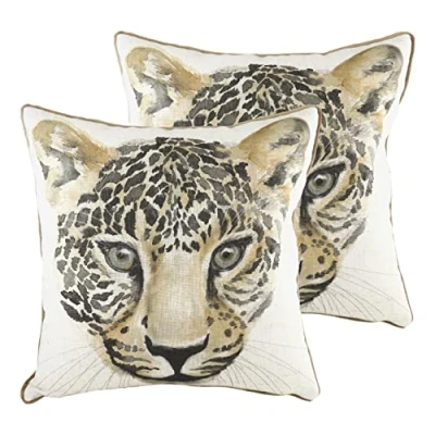 Image of Evans Lichfield Safari Leopard Cushions (Twin Pack) White Size 43 cm x