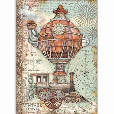 Image of Stamperia Rice Paper Sir Vagabond Vintage Travel, Various, A4