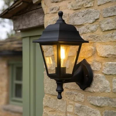 Image of CGC Lighting Black Outdoor Outside Wall Ceiling Lantern Traditional Vintage Light (Black 3)