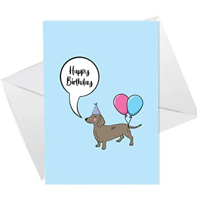 Image of Funny Happy Birthday Card From The Dog For Mum Dad Husband Wife Dachshund