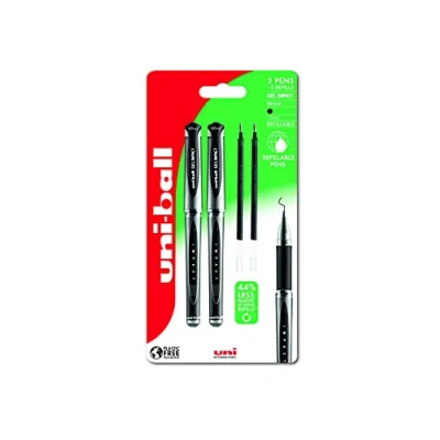 Image of Uni ball UMN 153S Gel Impact Rollerball Pens. Premium Broad 1.0mm Ballpoint Tip, Journaling, School and Note Taking. Fade &amp; Water Resistant Super Ink. 2 + Refills,Black,4 Piece Set