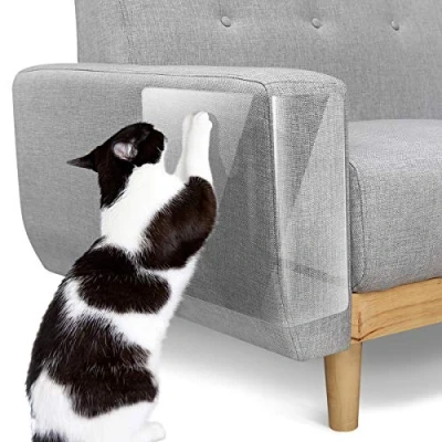 Image of Pawaboo Pet Scratch Furniture Protector, [12 Pack] Cat Deterrent Tape, Protectors Training Couch Corner Repellent with 80 PCS Upholstery Pins White