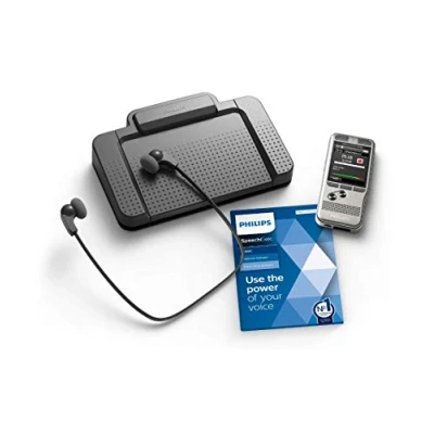 Image of Philips DPM6700/03 PocketMemo Dictation &amp; Transcription Set, DPM6000 Dictaphone, Footswitch ACC2330, Stereo Headphones LFH0334 SpeechExec Basic Dictate/Transcribe (2 year subscription included)