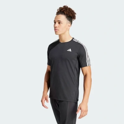 Image of adidas Performance OWN THE RUN 3STRIPES Print Tshirt, Men&#039;s, Size: Large, Black