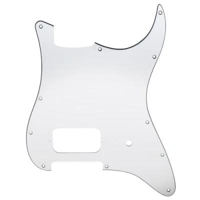Image of Musiclily Pro 11 Holes ST Strat Uncovered One Humbucker Guitar Pickguard Scratch Plate for American/Mexican Fender Tom Delonge Stratocaster Electric Guitar, 3ply White