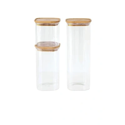 Image of Pebbly Set of 3 Square Boxes with Bamboo Lid (800/1400/2200 ml)