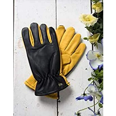 Image of Gold Leaf DRY TOUCH Deluxe Leather Comfortable RHS Gardening Gloves Gents Size Great Gift