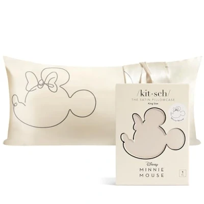 Image of Mickey/Minnie x Kitsch Satin Pillowcase with Zip for Hair and Skin, Soft Than Silk, Cooling Pillowcase, Pillow Case in King Size 48 91 cm, Mrs. Mouse