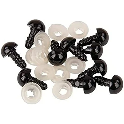 Image of Rayher Plastic Safety Eyes, 8mm ø, Black, with washers, tab Bag 10 Pieces, 69256576, Plush, 8 mm ø