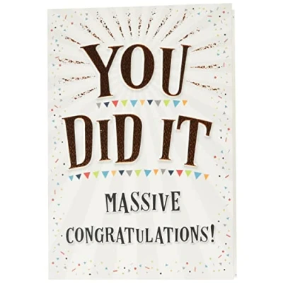 Image of Piccadilly Greetings Modern You Did It Massive Congratulations Card 7 x 5 inches, greengreybeigeorangewhite