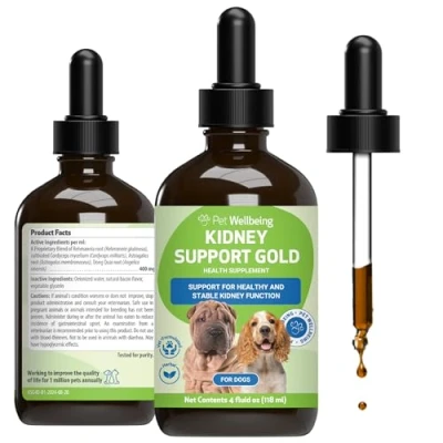 Image of Pet Wellbeing Kidney Support Gold for Dogs &amp; Cats Supports Healthy Function Veterinarian Formulated Herbal Supplement 4 oz (118 ml)