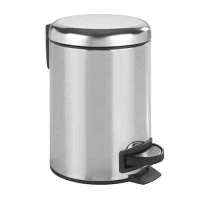Image of WENKO Pedal bin Leman of Stainless Steel 3l Shiny, Steel, Silver, 17 x 22.5 25 cm
