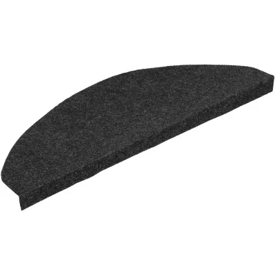 Image of vidaXL Stair Mats Set of 15, Self Adhesive, Sound Dampening, Black Needle Felt Fabric Rugs with Precoat Backing, Perfect for Home Safety and Décor