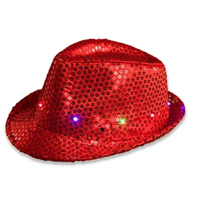 Image of The Glowhouse Flashing LED Fedora Hat (Red)