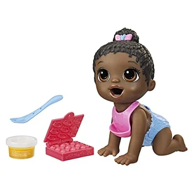 Image of Baby Alive Lil Snacks Doll, Eats and Poops, Snack Themed 8 Inch Box Mold, Toy for Kids Ages 3 Up, Black Hair