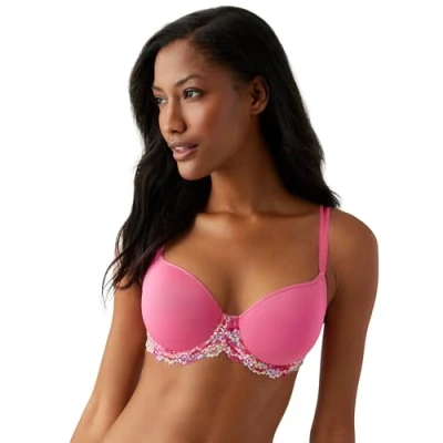 Image of Wacoal Women&#039;s Embrace Lace Contour Bra T Shirt, Opaque, Hot Pink/Multi, 34DD