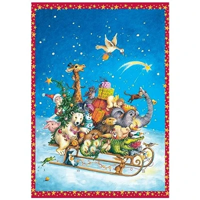 Image of Whizzing Through The Snow Christmas Advent Calendar Animal Traditional Picture Paper