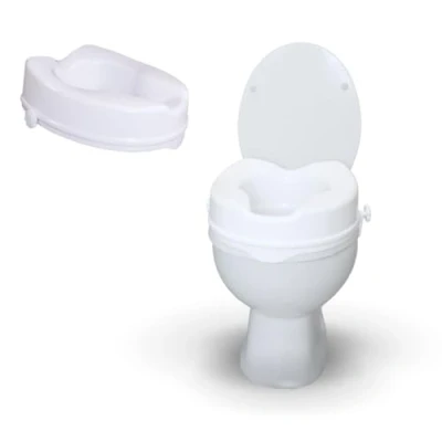Image of Mobiclinic®, Toilet Seat RIser, Model Titán, without Lid, 4&#039;&#039;, Raised Seats for Elderly, Adaptable to Oval Toilets, Elevated Adults, Colour White