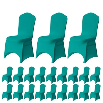 Image of Trimming Shop Spandex Turquoise Chair Cover Stretch Fabric Removable Washable Protective Slipcovers for Weddings Banquets Ceremony Hotel Dining Parties Décor, 50pcs