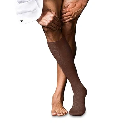 Image of FALKE Men&#039;s No. 6 M KH Wool Silk Long Plain 1 Pair Knee High Socks, Brown (Brandy 5167), 8.5 9.5