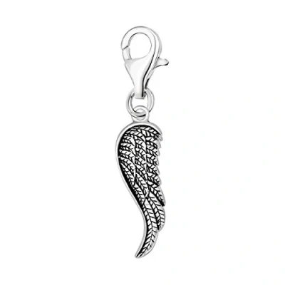 Image of Quiges 925 Sterling Silver 3D Angel Wing Lobster Clasp Charm Clip on Pendant