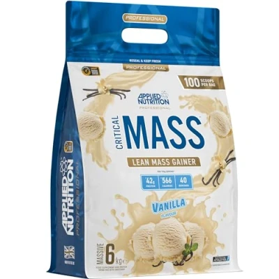 Image of Applied Nutrition Critical Mass Professional Weight Gain Protein Powder, High Calorie Gainer, Lean (6kg 40 Servings) (Vanilla)