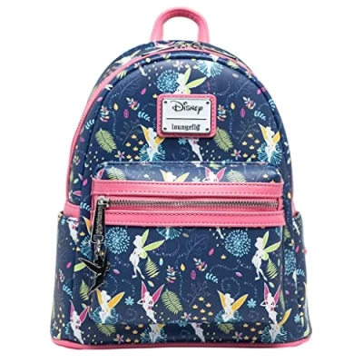Image of Loungefly Women&#039;s Disney Pink Tinkerbell Glow in the Dark Allover Print Backpack, Multi, One Size