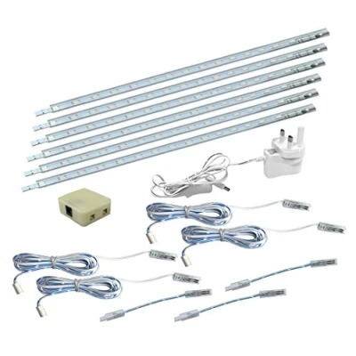 Image of 6 x 30cm Plug in LED Blue Under Kitchen Cupboard Cabinet Strip Lights
