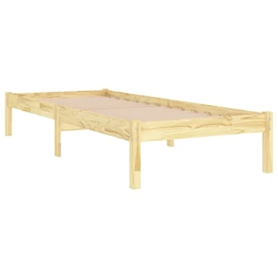 Image of vidaXL Single Bed Frame Solid Pine Wood Construction Modern Style 100x200 cm Compatible Mattress Size Assembly Required Brown