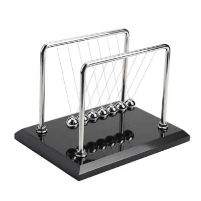 Image of CERROPI Newton Cradle Balance Balls, Pendulum with 7 Classic Swing Ball, Decorative Physics Gadget for Desk, Marble Base, 11 inch, 50+ Sec Swingtime