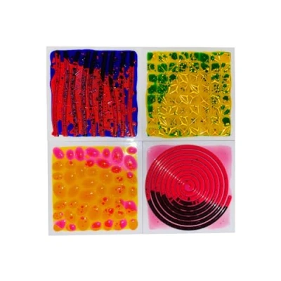 Image of Playlearn Textured Massage Sensory Liquid Tiles Set of 4 30cm, Engaging Tactile and Visual Exploration
