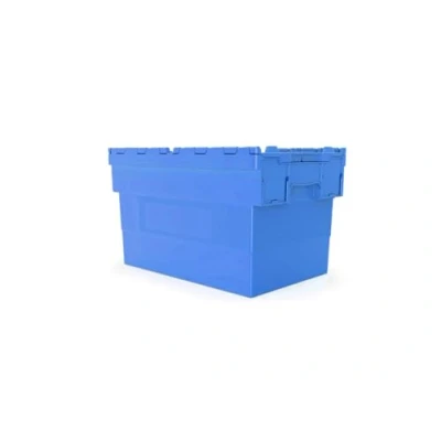 Image of HomeHQ 70L Attached Lid Container, Plastic Box with Lid, Storage Container Crate Tote, (600x400x365mm) (BLUE)