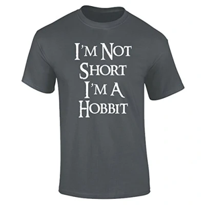 Image of I&#039;m Not Short A Hobbit Funny Slogan Womens T Shirt Charcoal Grey UK 6 8 (S)