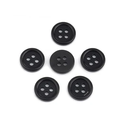 Image of 50 Black Round 9mm Ridge Resin 4 Hole Sewing Crafts Scrapbook Card Making Buttons (Black, 9mm)