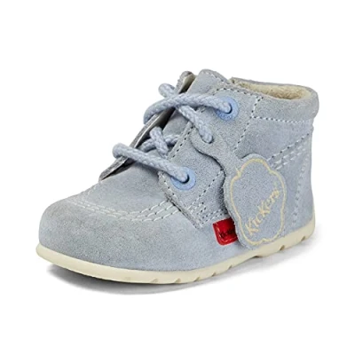 Image of Kickers Unisex Kick Hi Ankle Boots with Zip Extra Flexibility for Easy, Baby Blue, 4 UK Child