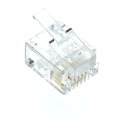 Image of Keple Connector, 6P4C, RJ11, Telephone Modular Plug Connector For Phone Line Cord, Compatible With Both Solid And Stranded Wire, Flat Cable Jack Adapter Crimp End Crimper Clear Pack Of 10
