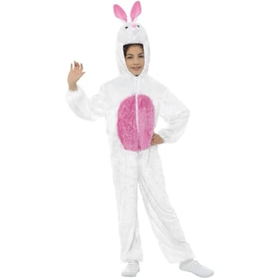 Image of Smiffys Bunny Costume, Small with Hooded Jumpsuit, Children&#039;s Animal Fancy Dress, Dress Up Costumes