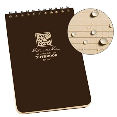 Image of Rite in the Rain All Weather Top Spiral Notebook, 4&quot; x 6&quot;, Brown Cover, Universal Pattern (No. 446)
