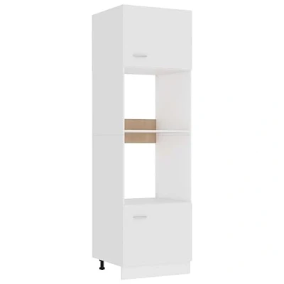 Image of vidaXL Microwave Cabinet WiFi Wooden Futuristic Storage Unit for Kitchen European Designed Furniture, White Color, 60x57x207 cm Size