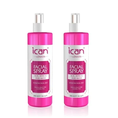 Image of Ican London Hydrating Facial Mist Spray with Aloe, Herbs &amp; Rose Water, 2 x 250ml