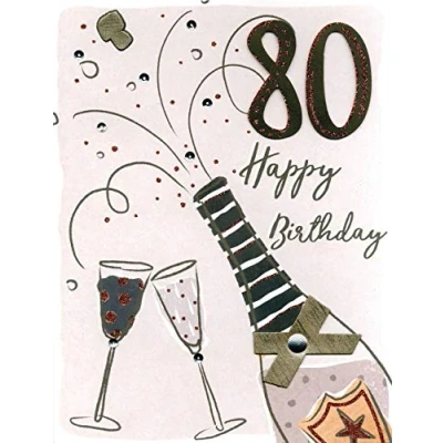 Image of On Your 80th Birthday Gigantic Greeting Card Embellished A4 Sized Cards AO014