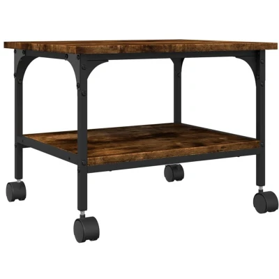 Image of vidaXL Printer Stand 2 Tier Smoked Oak 50x40x38 cm Engineered Wood