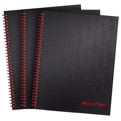 Image of Black n&#039; Red Twin Spiral Hardcover Notebook Value Pack, 3 for Price of 2, Large, Black/Red, 70 Ruled Sheets, Pack (400123488)
