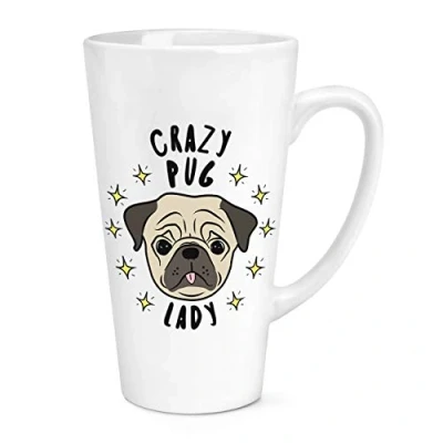 Image of Crazy Pug Lady Stars 17oz Large Latte Mug Cup
