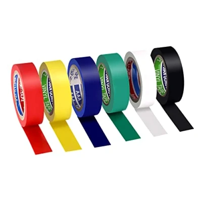 Image of Xrkuu 6 Pack Mixed Colour Insulation Tape 32.8 Feet x 0.67 Inches (9M 17MM) Electrical Adhesive Gaffer PVC